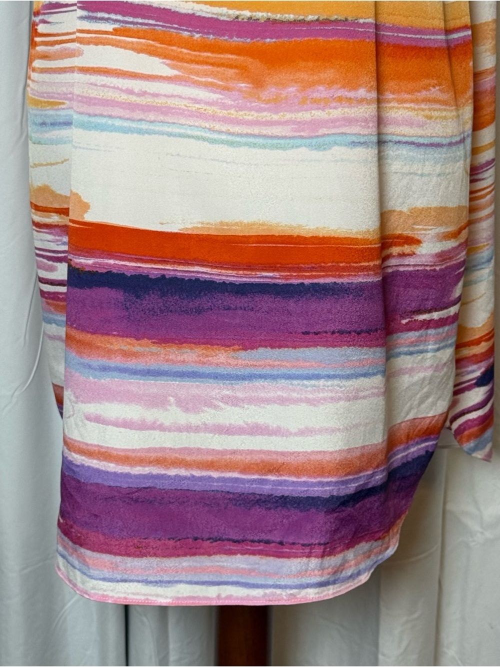 Amanda U Watercolor Ruffle Dress Bright Stripe Shift Medium - Picture 6 of 12